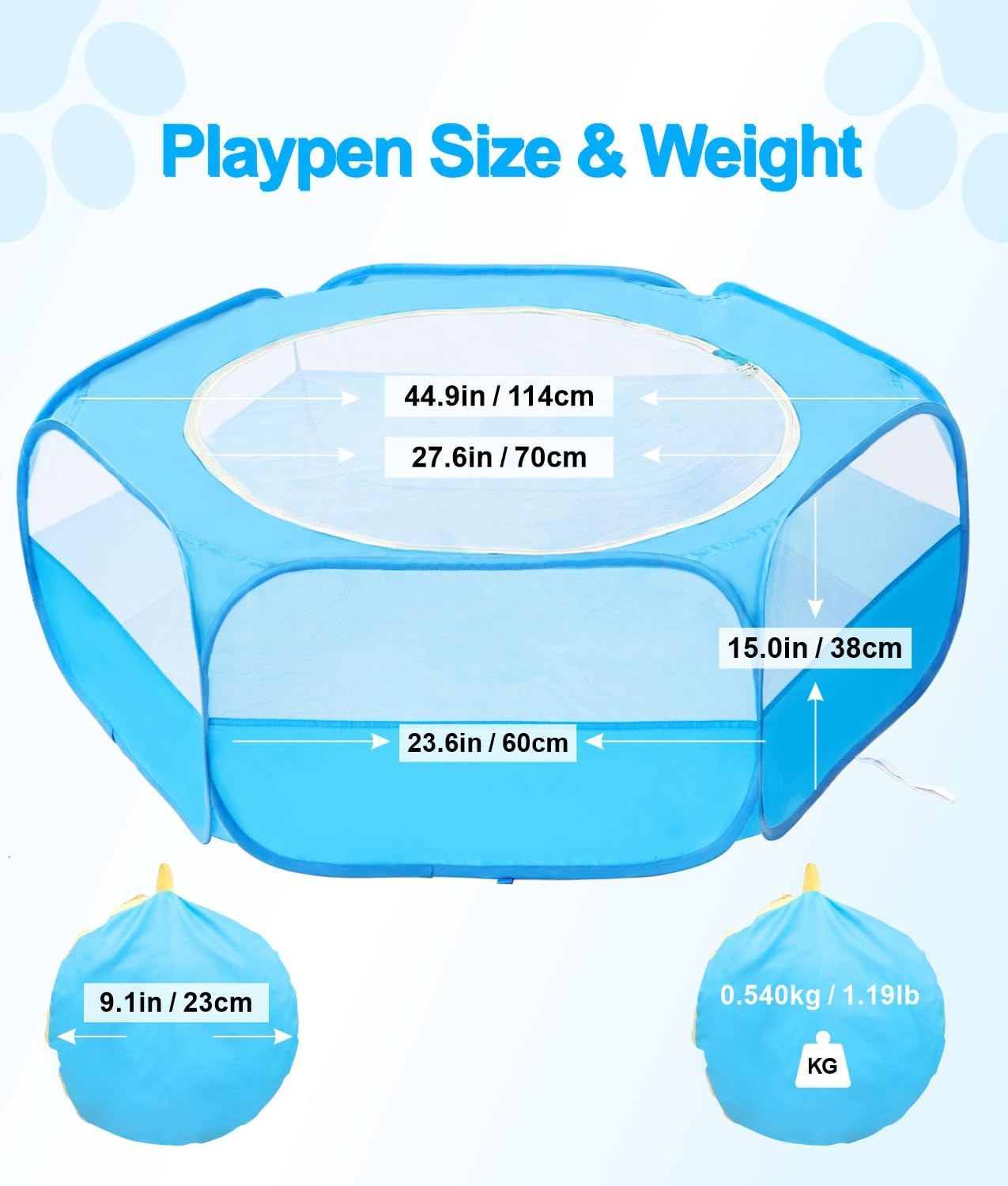 Small Animal Playpen with Cover, Portable Pop Up Pet Enclosure for Rabbits, Guinea Pigs, Hamsters, Chinchillas, Ferrets & Kittens, Indoor Outdoor Waterproof Play Pen, Cage Tent & Chick Brooder Box