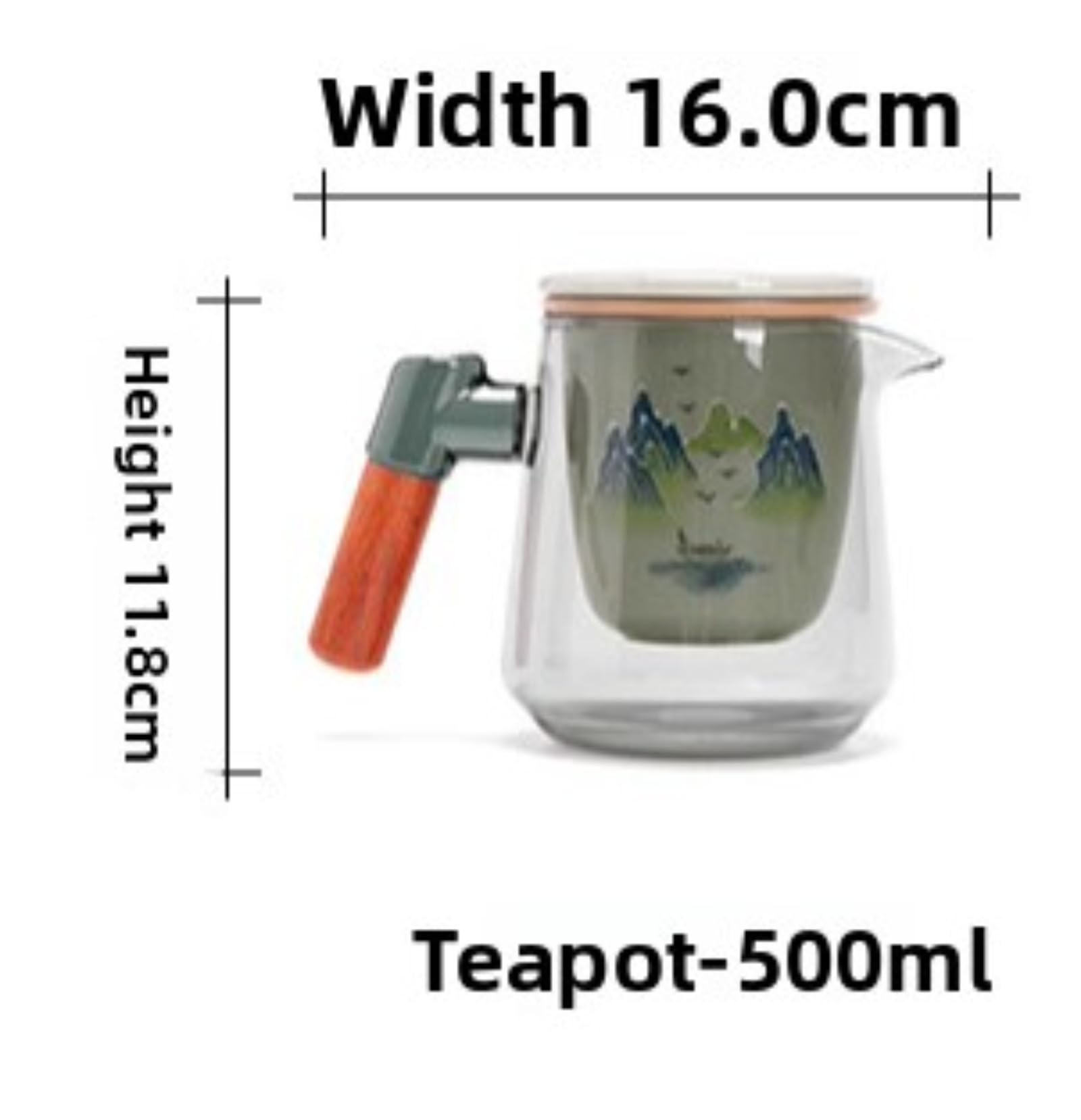 Tetera de cristal Kungfu, 500 ml, infusor de té hecho a mano estilo chino