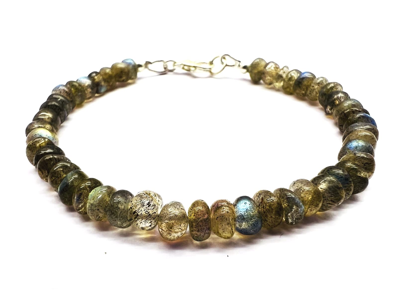 ZOYLAUnisex Natural Gemstone Labradorite 5-5.5mm Rondelle Smooth Beads Stacking 7 Inch bracelet for men,women-Healing, Meditation,Prosperity,Good Luck Bracelet Kabir_NBR_EX-46, 7 inch, Stone, no gemstone