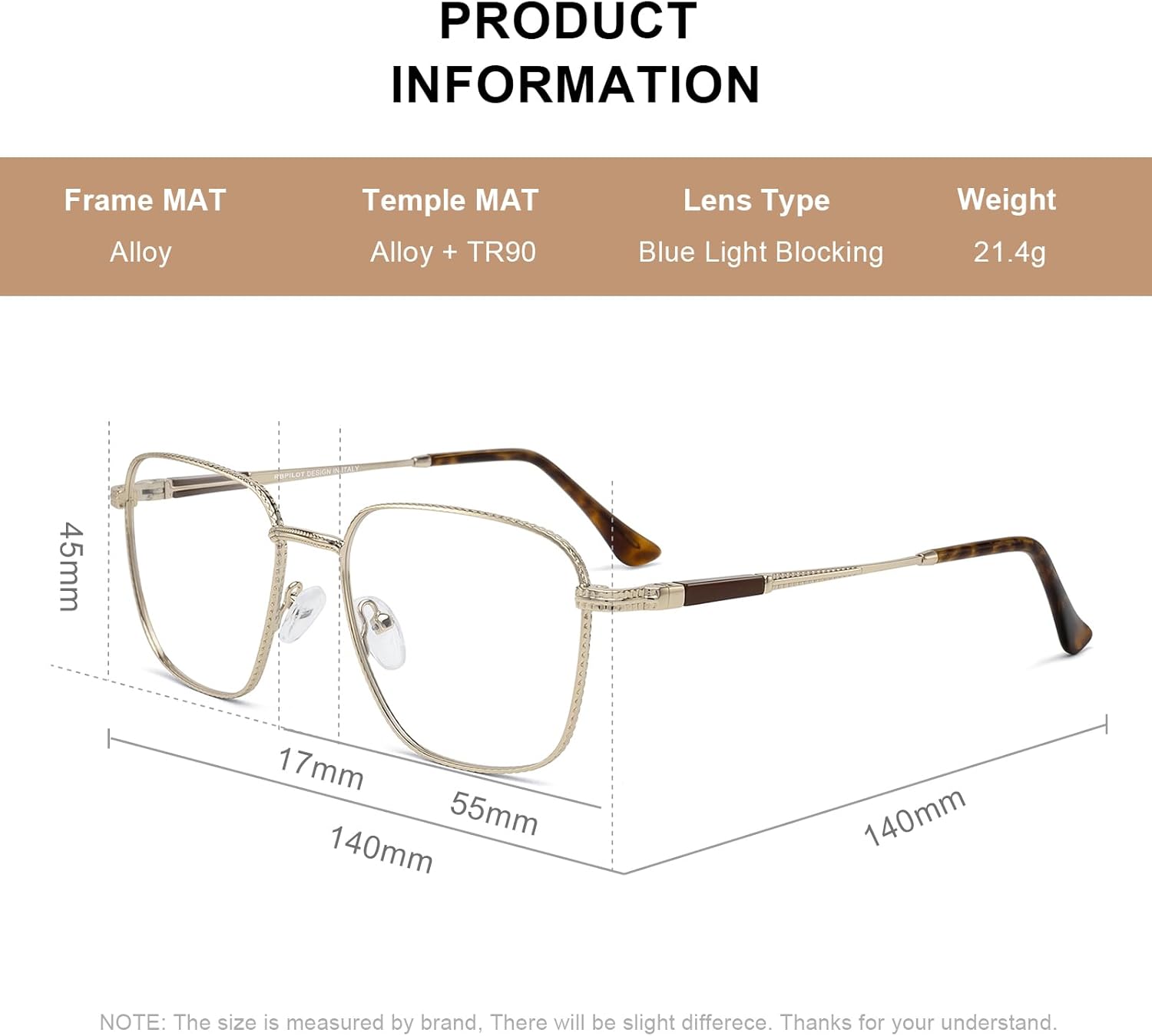 Classic Square Reading Glasses for Men Women Light Blocking Computer Readers Spring Hinge Metal Frame Acetate Legs - Image 4