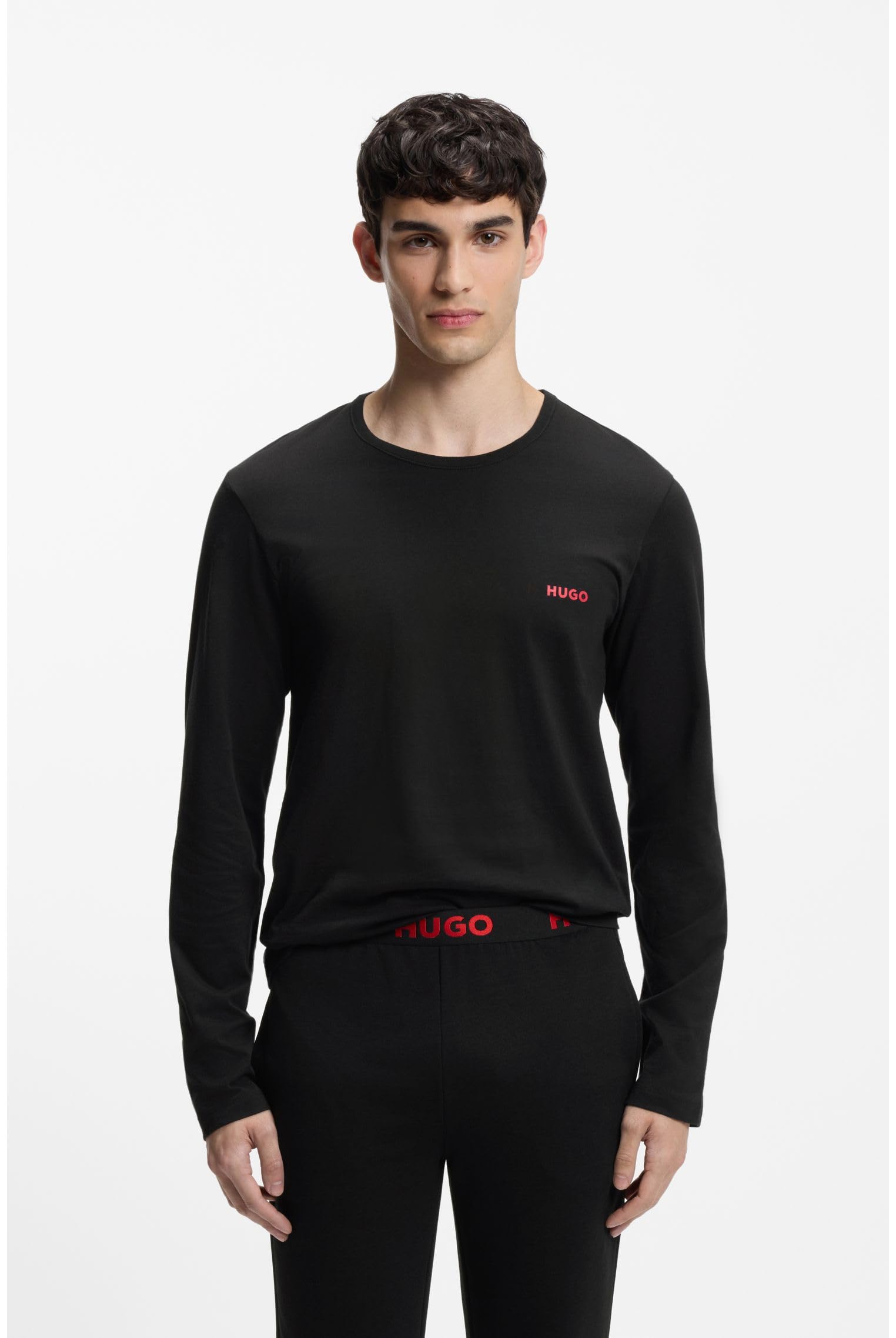 HUGO Męska koszulka LSShirt RN Triplet trzypak z długim rękawem z bawełny z logo, czarny (Black1), XL