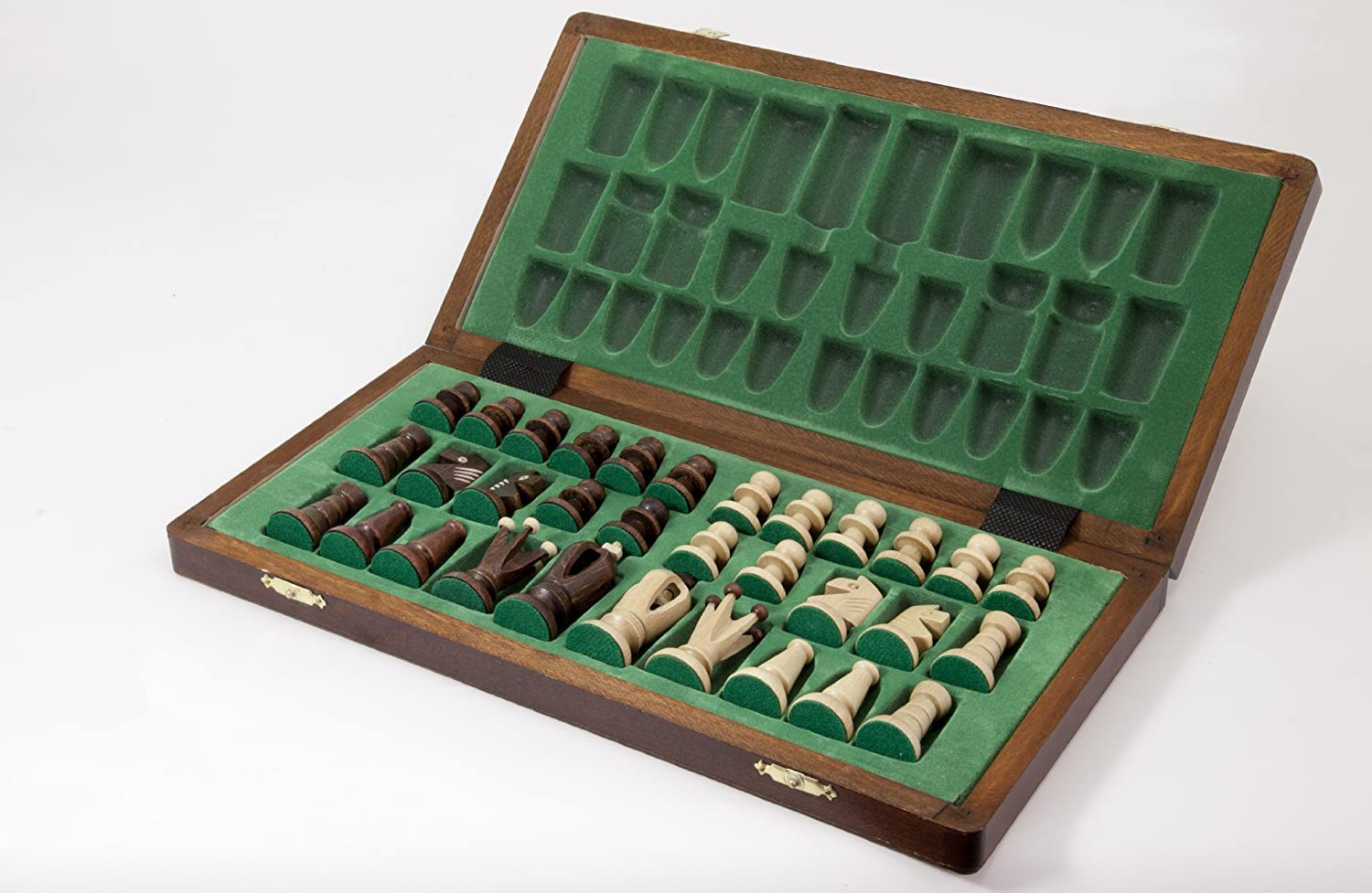 Hermoso juego de ajedrez con tablero de madera y piezas hechas a mano. Producto ideal para regalo, 36 cm
