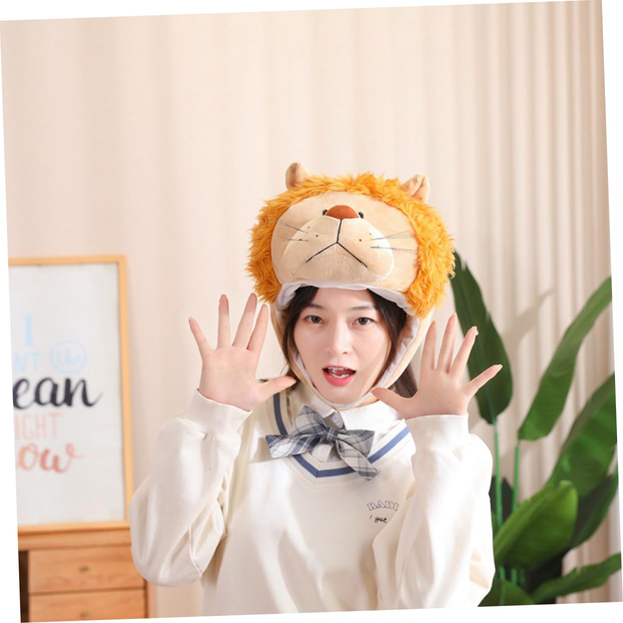 Amazon | OFFSCH ライオンフード帽子、ぬいぐるみフード、写真小道具