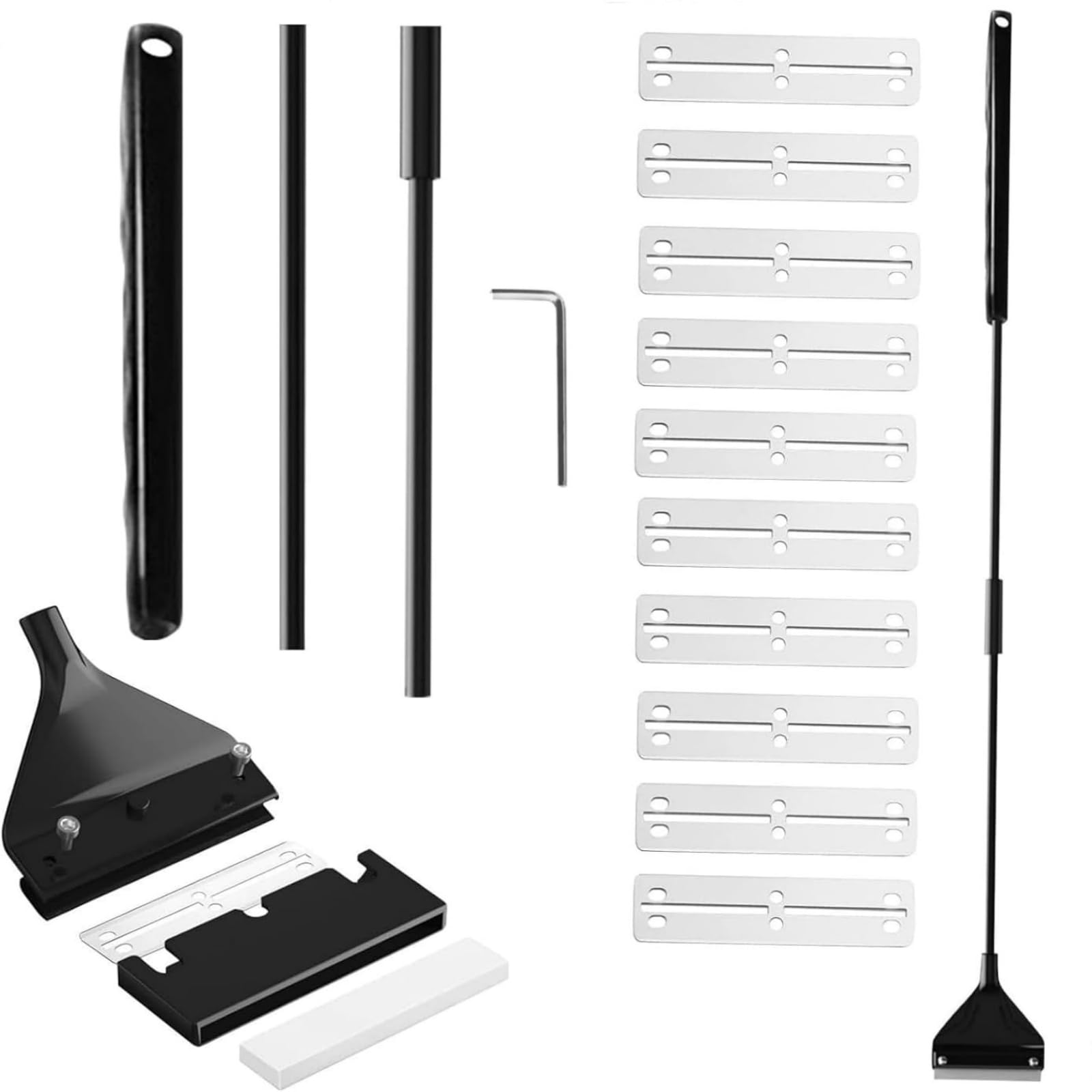 Algues Grattoir, Nettoyeur de Grattoir Algues, Aquarium Scraper, Racloir pour Aquarium Nettoyeurs d'Algues, Rasoir de Nettoyage Aquarium, Algues Grattoir pour Aquarium (62 cm, 10 Lames de Rechange)