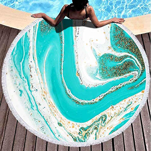 Fullentiart Beach Round Towel,Quick Dry Beach Towel Luxury Art In Eastern Style Marbled Paper Natural Pattern Abstract Kids Beach Towels Beach Towel For Women 60 X 60Inch Microfiber Beach Towel #TOP14