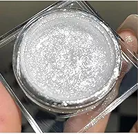 Sombra com glitter em creme único, paleta de sombras cintilantes, maquiagem coreana com glitter, ultra-misturável, sombra prateada brilhante, pigmentada metálica de sombra única (branca)