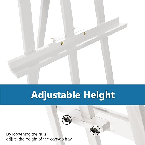 Miniatura 4 de Caballete de madera con marco A  Caballete ajustable de madera de haya de lira con soporte para lienzo de hasta 90 pulgadas, caballete de pintura de