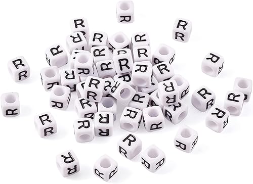 Vista 29 de FASHEWELRY 300 cuentas de letras acrílicas blancas de 0.236 x 0.236 pulgadas (0.236 x 0.236 in), cuentas del alfabeto para hacer pulseras