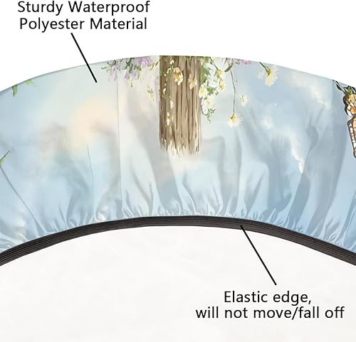 Vista 16 de cfpolar Mantel redondo ajustable de verano, hojas de palma tropical, borde elástico, mantel redondo lavable para uso en interiores y exteriores, se