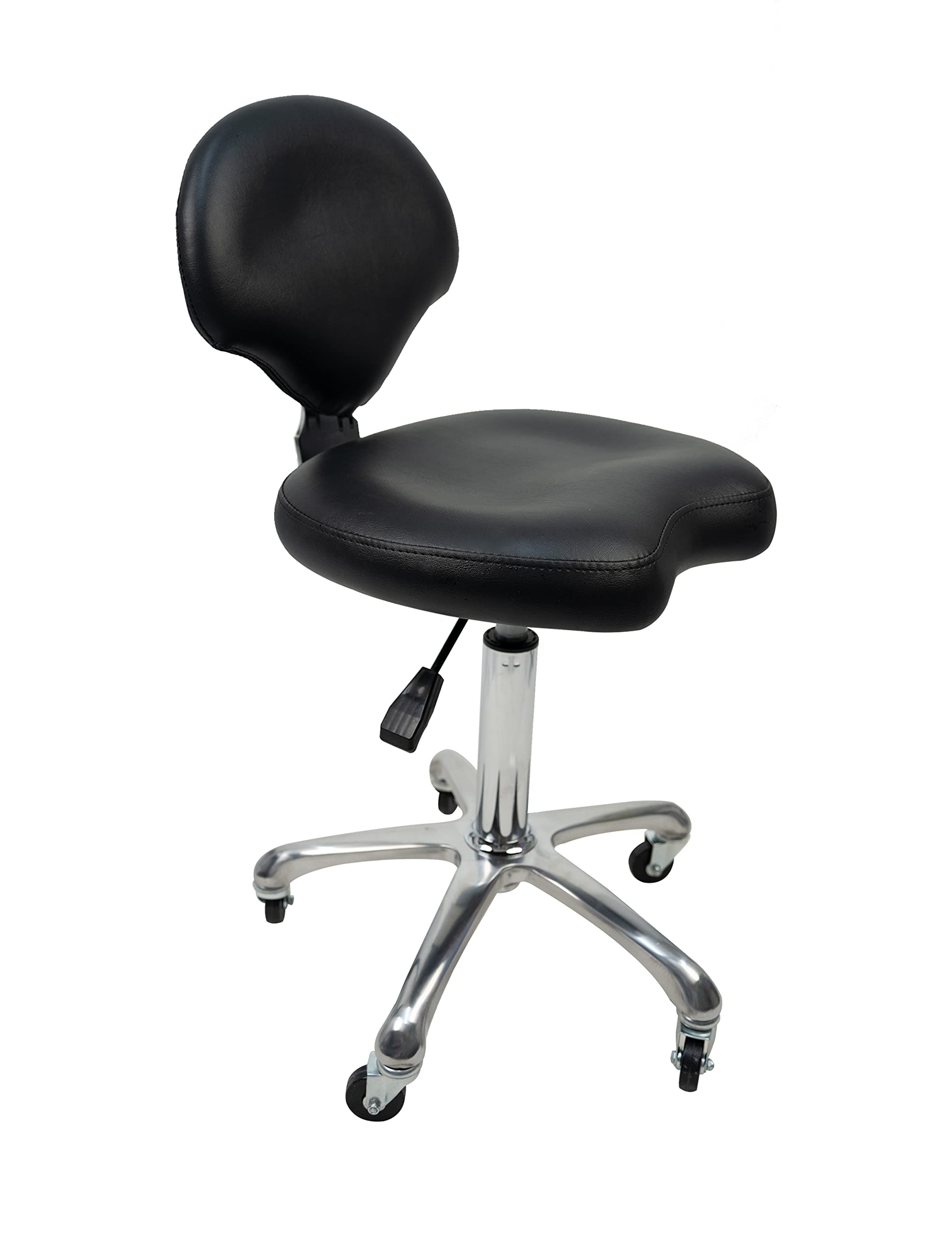 MEISHIDA Adjustable Stool Chair with Backrest Swivel Seat Rolling Wheels for Studio Dental Office Salon and Counter Home Desk Chair (Black-U)