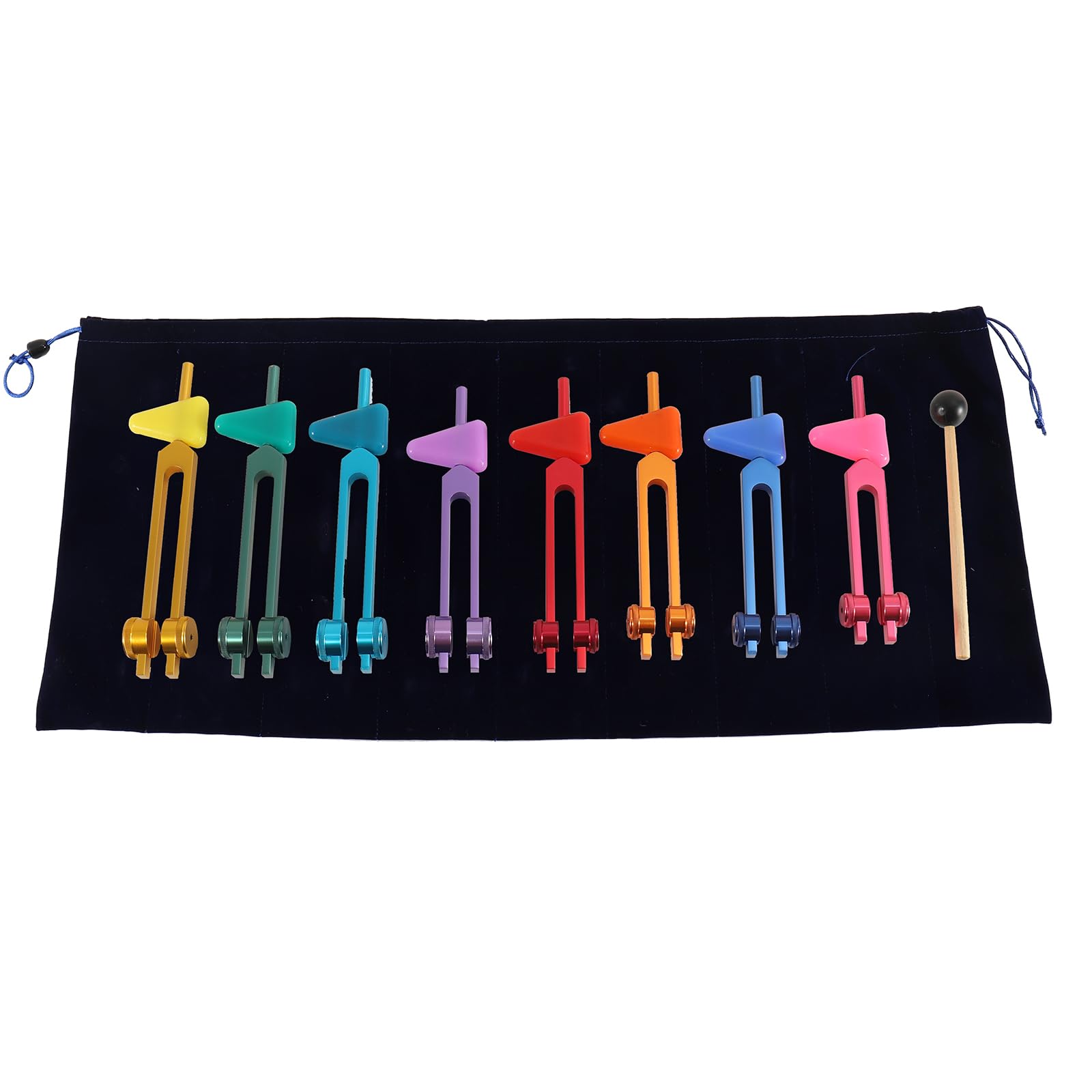 NEWFUN Stimmgabel,Stimmgabel Neurologie,8er Set mit Sockel + 1 Silikonhämmer und Reinigungstücher für Klangtherapie Gewichtete Stimmgabel Geeignet für Meditation, Anti-Kompression