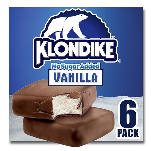Klondike Frozen Dairy Dessert Bars, Original No Sugar Added Dessert Bar 6 Count for a Delicious Frozen Treat, Kosher Certified, Made With No Artificial Growth Hormones 4 fl oz