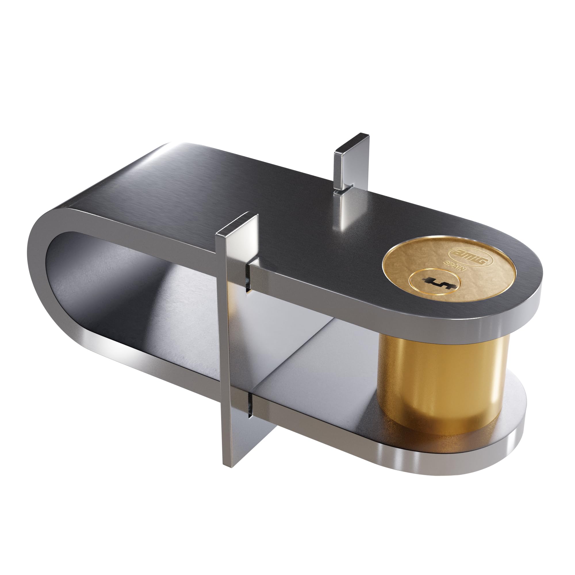 Amig - Cerradura de Alta Seguridad Modelo 680 para Puertas de Ballesta - Latón Cromado Brillo - Incluye 3 Llaves de Puntos - 115 x 40 mm - Ideal para Cierres Extensibles y Cancelas