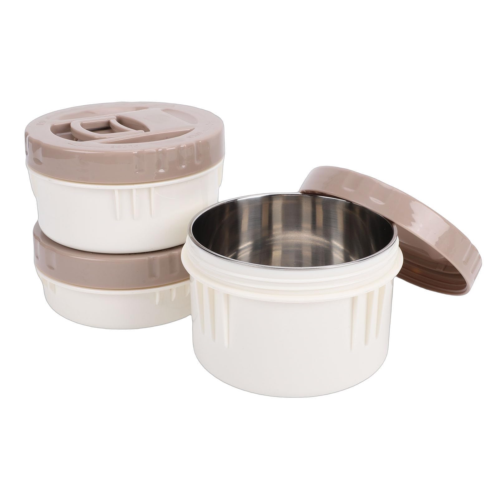 GOWENIC Contenitore per Alimenti Isolato Sotto Vuoto per Scatola da Pranzo in Acciaio Inossidabile per Viaggi da Picnic All'aperto 3 Contenitori con Bacchette
