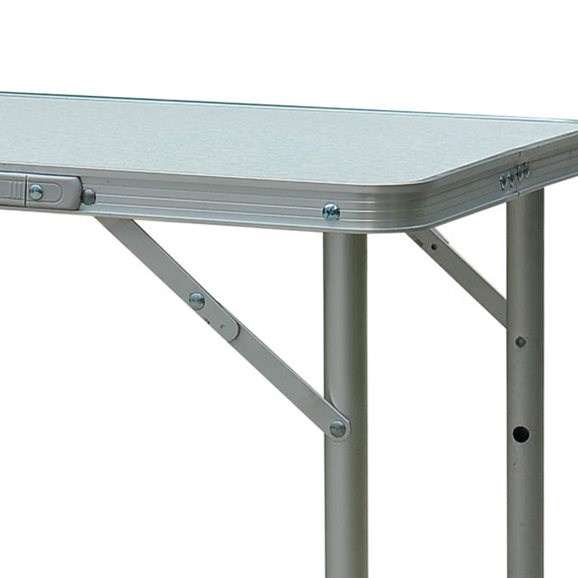 Outsunny Mesa de Camping Plegable Mesa Plegable Portátil Multifuncional con Altura Ajustable en 2 Niveles Marco de Aluminio para Jardín Balcón Patio Exterior 60x45x64 cm Blanco