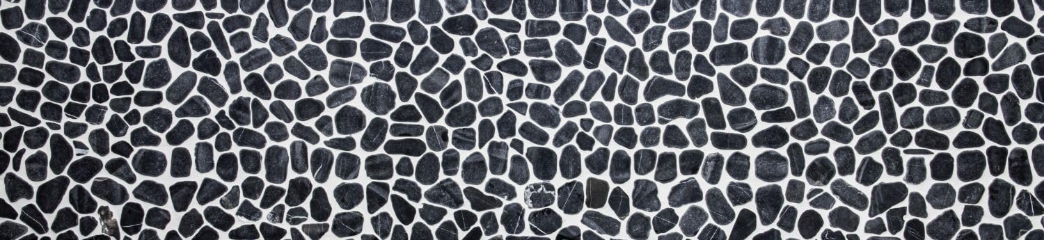 Mosaik Fliese Flußkiesel Steinkiesel Kiesel geschnitten schwarz grau anthrazit für BODEN WAND BAD WC DUSCHE FLIESENSPIEGEL THEKENVERKLEIDUNG BADEWANNENVERKLEIDUNG Mosaikmatte Mosaikplatte | 10 Matten