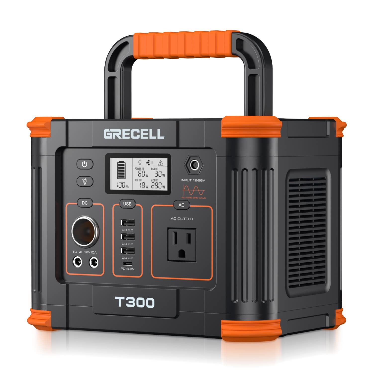 GRECELL Portable Power Station 330W 288.6Wh, Solar Generator with 60W USB-C PD Charging &amp; 120V AC Outlet Backup Battery for Camping Trips Travel &amp; Home Blackouts