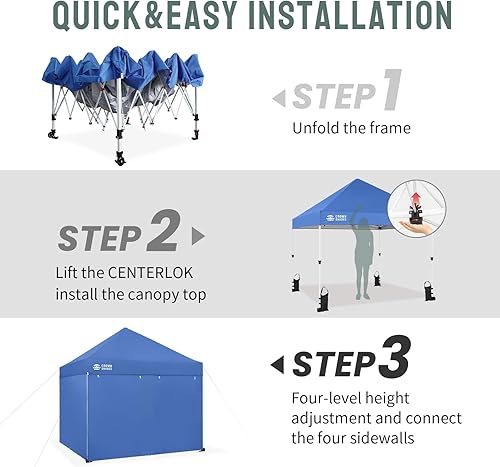 Miniatura 75 de CROWN SHADES Tienda de campaña desplegable con toldo instantáneo comercial de 10 x 10 pulgadas con bloqueo central