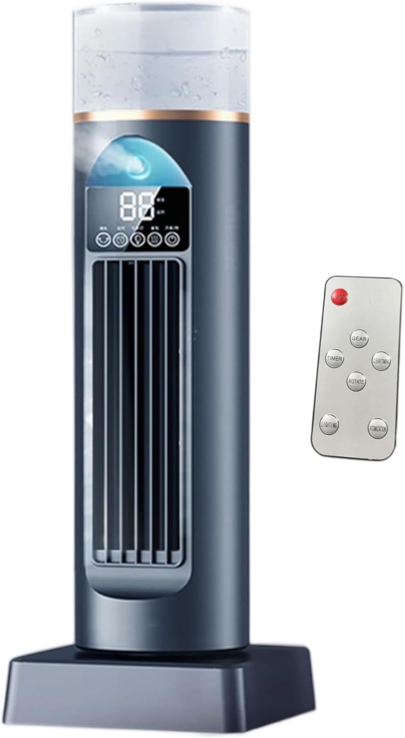Air Cooling Fan, 2-in-1 6 Wind Speeds Tower Fan with Humidification, 120° Oscillating, 6H Timer, Silent, LED Display Portable Air Conditioner with Remote for Bedroom Living Room Office, Black