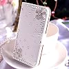 AQUOS wish4 Case PU Leather Wallet-type Cover Rhinestone Decoration Flower Stand Wish 4 Case with Card Slot docomo SH-52E SoftBank A403SH au SHG13 Rakuten Mobile SH-M27 Y!mobile A402SH Case Sharp