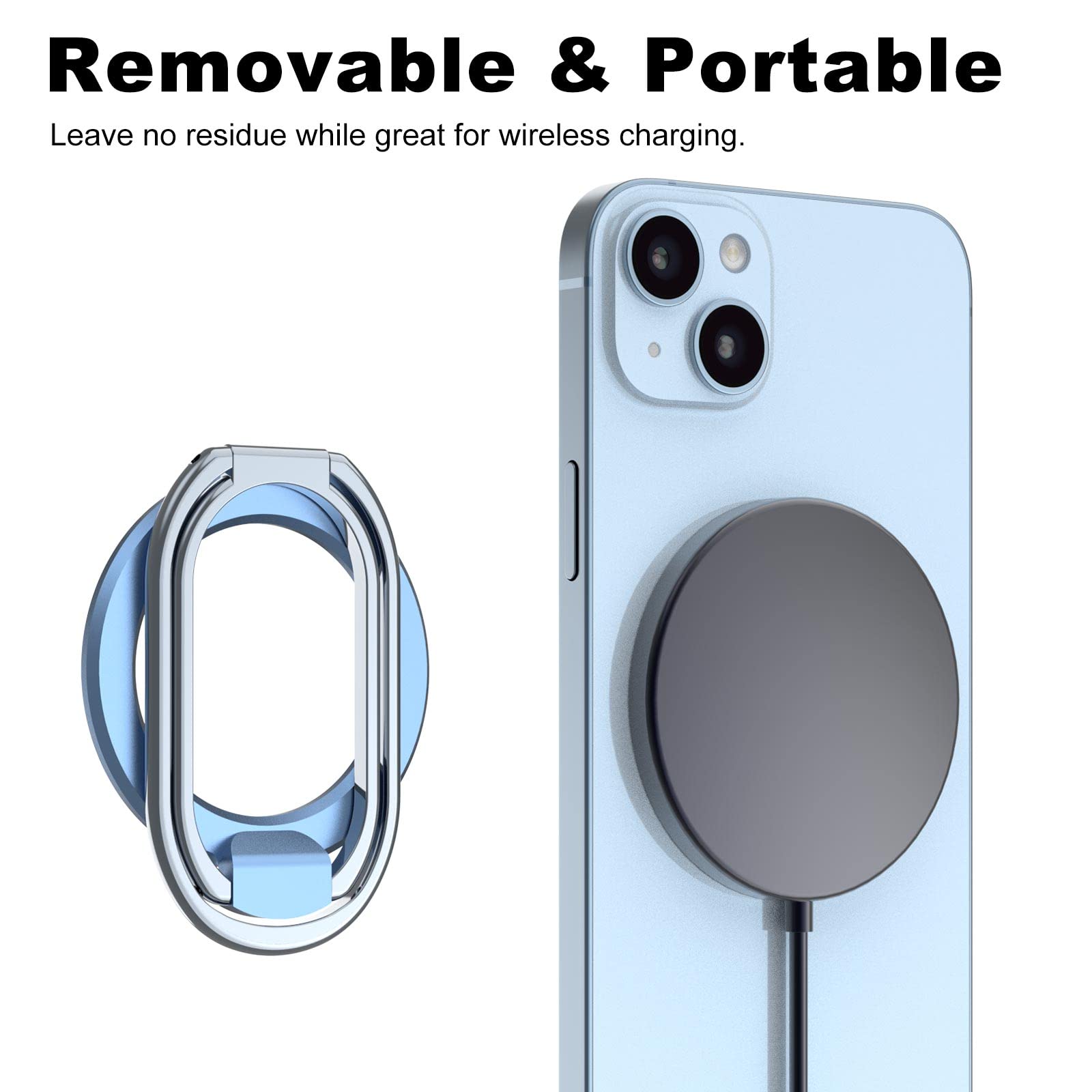 Magnetischer Handy-Ringhalter Mit Abnehmbarem Griff & Ständer-Funktion – Für IPhone 14, 13, 12 Serie (blau)