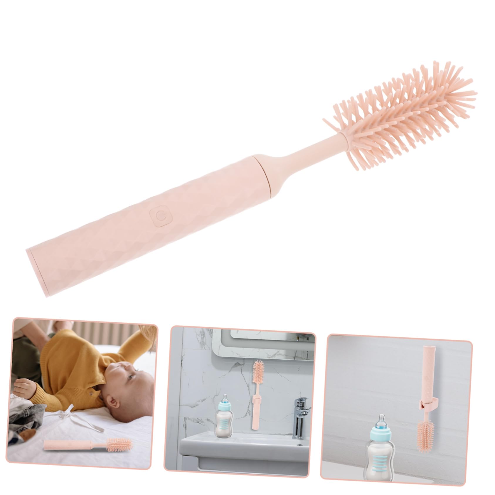 Luxshiny 1set Spazzola Elettrica Ricaricabile Per Biberon Silicone Pennello Per Pulizia Con Manico Lungo Strumenti Per La Pulizia Di Bottiglie Per Facile Da Trasportare e Utilizzare