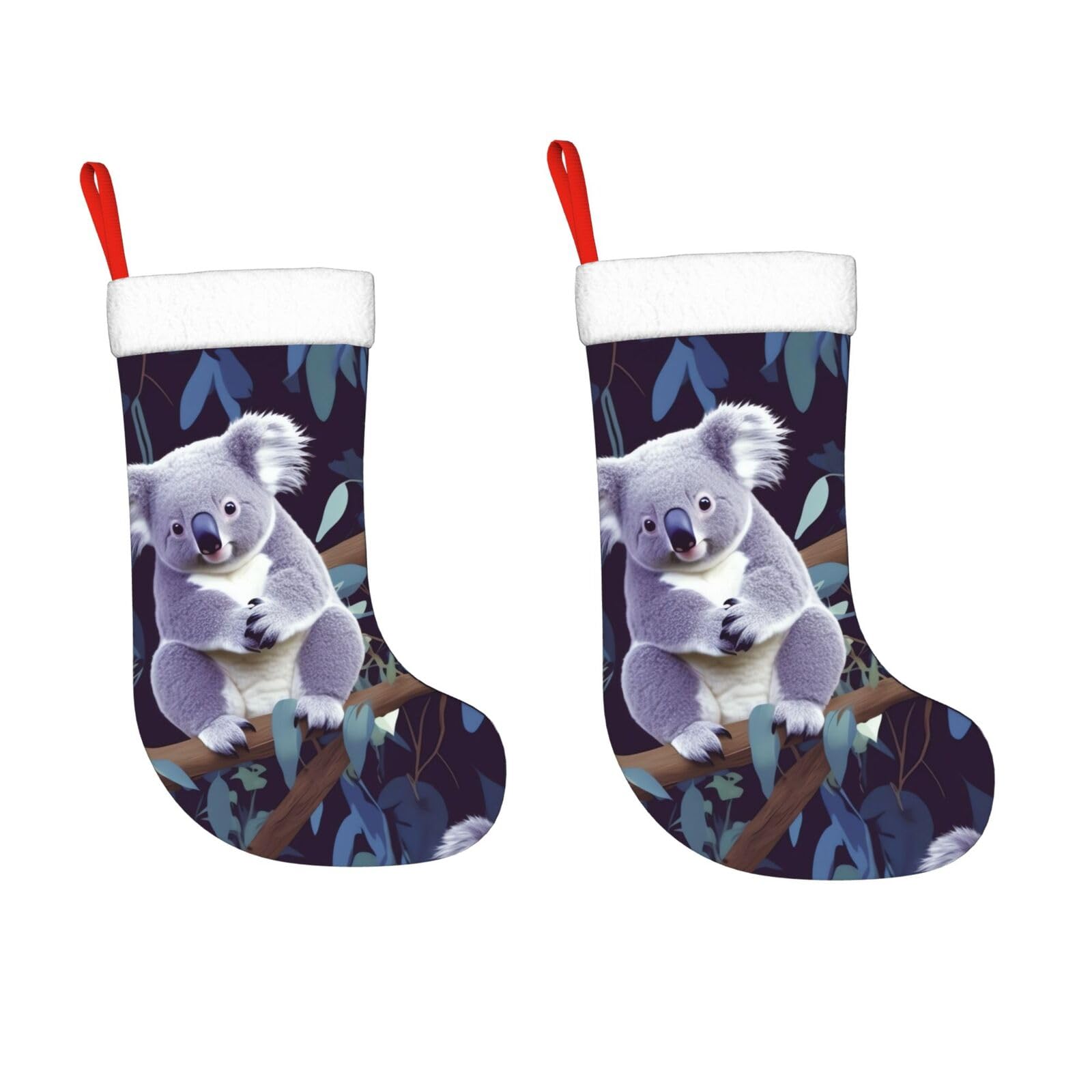KLOPH 2 Pack 18 Inches Christmas Stockings Personalized Lovely Koala Xmas Stocking Hanging Decoration Fireplace Stocking for Holiday Xmas Tree Christmas Fireplace Decor Gifts