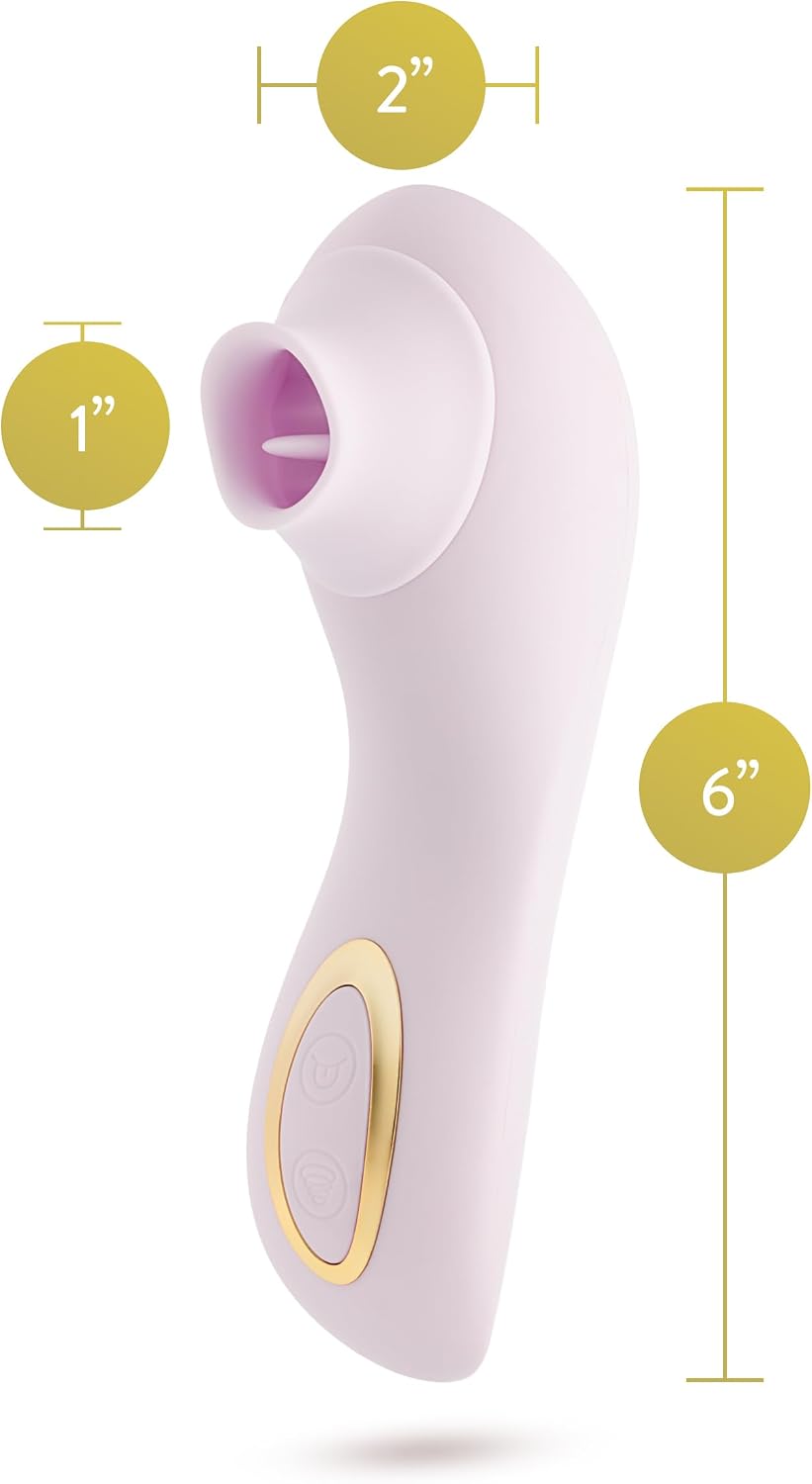 Blush 6" Delice Fleur Handheld Clit Stimulator - Lifelike Sucking Tongue Fluttering Sensation - Vagina Nipple Suction Pleasure - USB Charge, Splashproof, Women Couples Discreet Adult Sex Toy - Purple