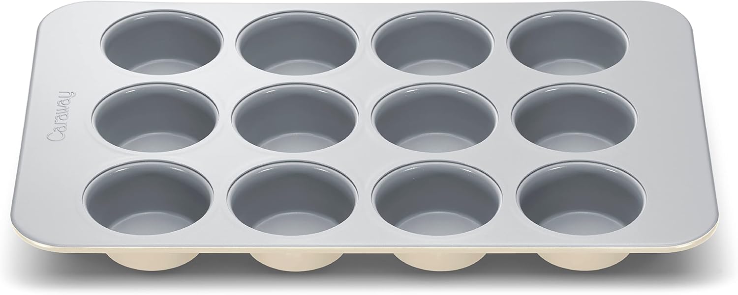 Caraway Non-Stick Ceramic 12-Cup Muffin Pan - Naturally Slick Ceramic Coating - Non-Toxic, PTFE & PFOA Free - Perfect for Cupcakes, Muffins, and More