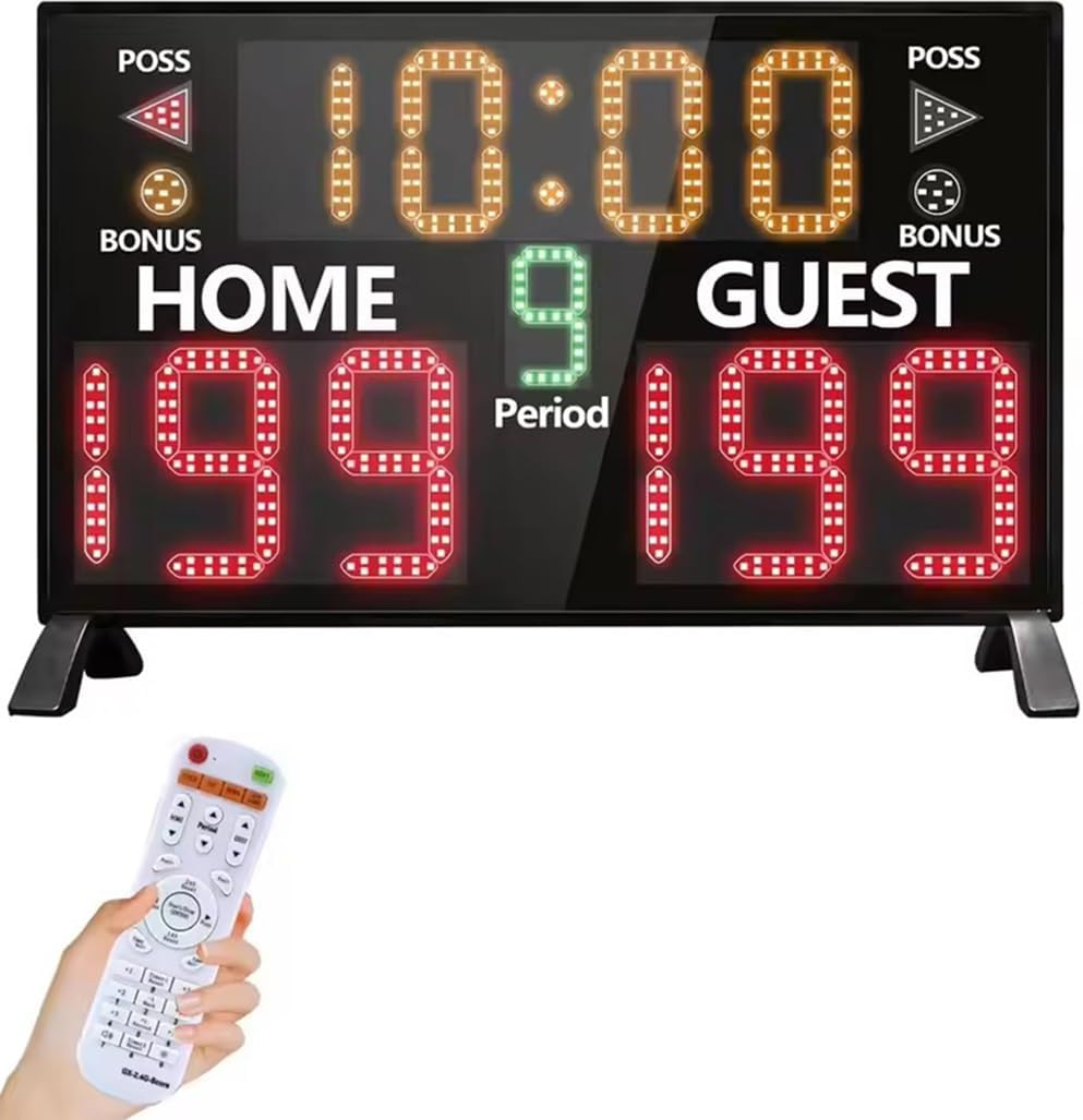 LED Digital Basketball Scoreboard with Shot Clock, 12/14/24/30/25/60 Seconds, Battery Powered Electronic Scoreboard with Remote,Scoreboard