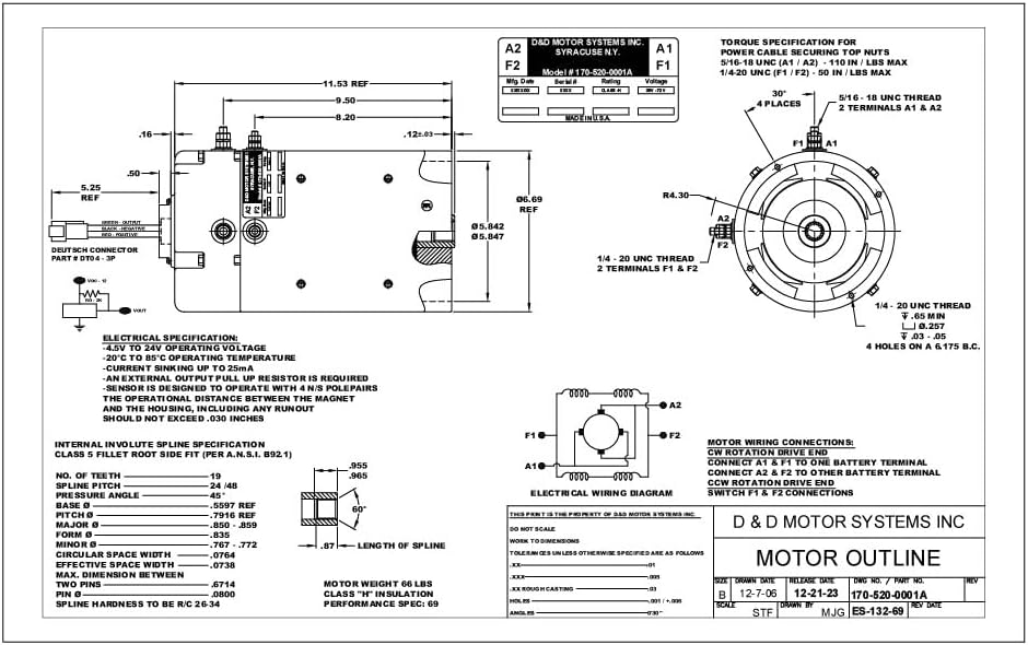 GEM Electric Car Parts - GEM Car Motor - 170-520-0001A - 25-27 mph @ 72V - 30% More Torque Than Stock - 20 HP Peak - High Performance & Made in USA with More Copper & Steel