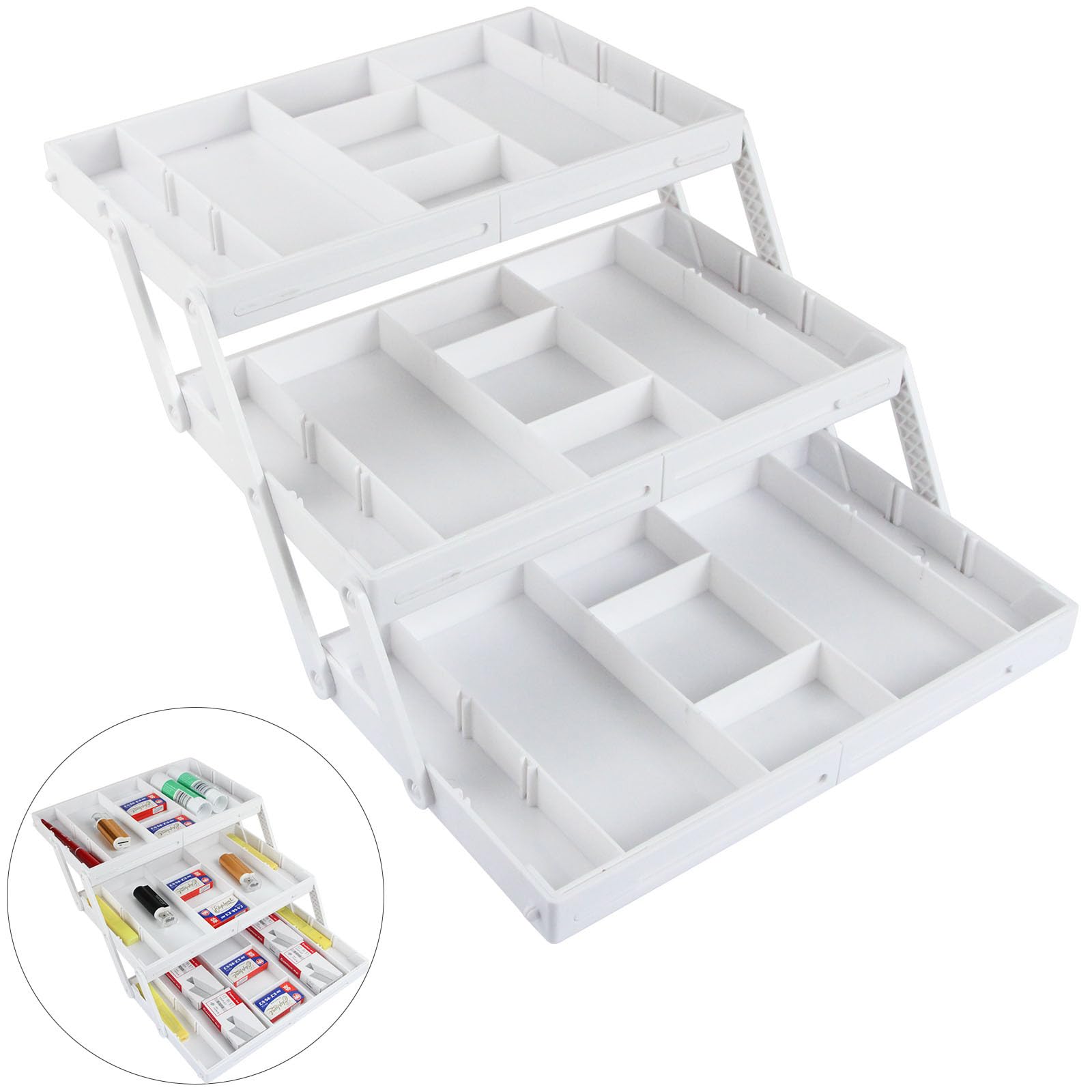 Vassoio per utensili espandibile organizer per cassetti pieghevole per contenere gioielli cancelleria forniture per ufficio posate da cucina vassoio da cucina
