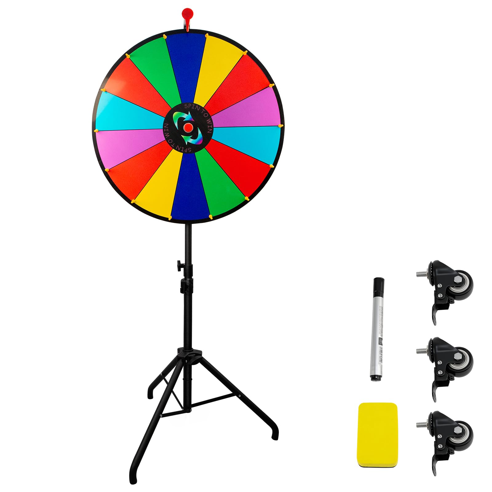 Ruleta de la Suerte, Rueda de Premios de 14 Ranuras con Trípode Plegable, Rueda Giratoria Borrable para Juegos de Ruleta, Fiestas, Carnavales y Ferias Comerciales.
