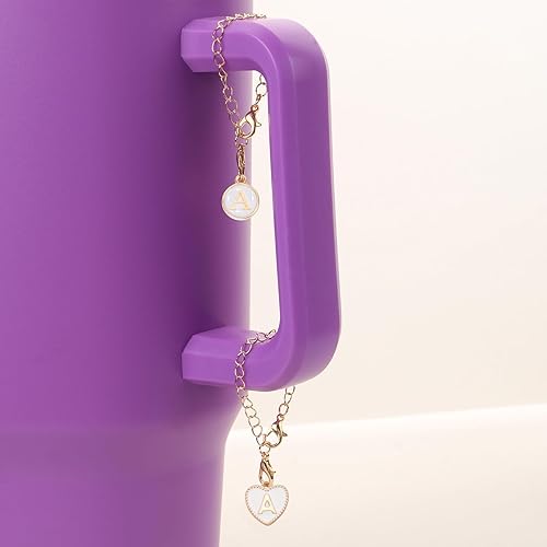 Miniatura 6 de 2 piezas de cadena de letras redondas en forma de corazón para Stanley Cup, accesorios de cadena de letras con nombre personalizado para vaso Stanley