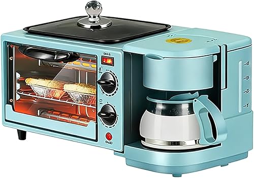 Miniatura 10 de Máquina de desayuno casera multifuncional 3 en 1, mini horno, cafetera (negro) Negro,Azul,https://www.amazon.com/dp/undefined