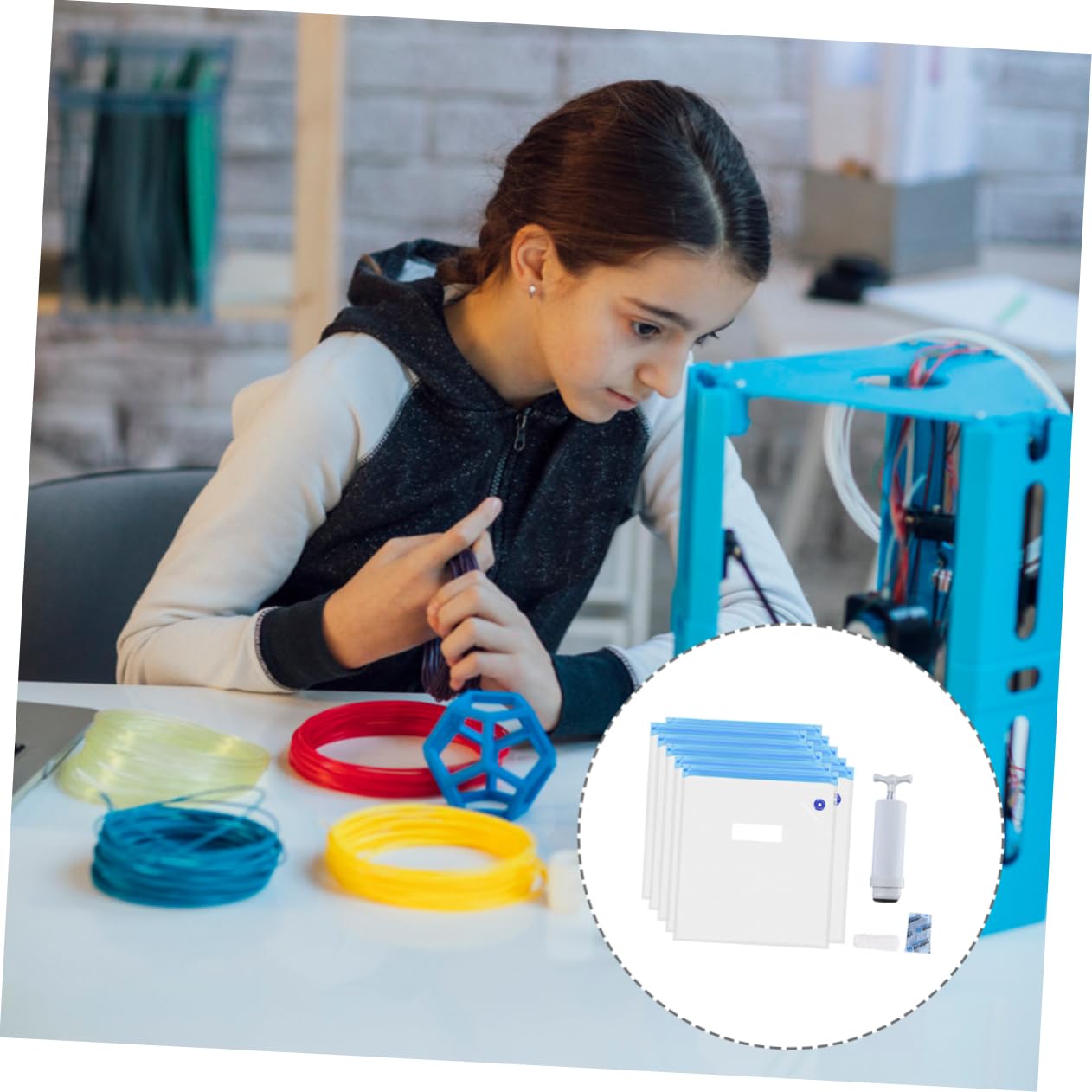 3 Juegos de Bolsas para el Polvo, Bolsa de consumibles para Impresora 3D, Bolsas selladoras de Espacio, Bolsas selladoras al vacío, Bolsas de vacío de Viaje para Ropa, Bolsas de c