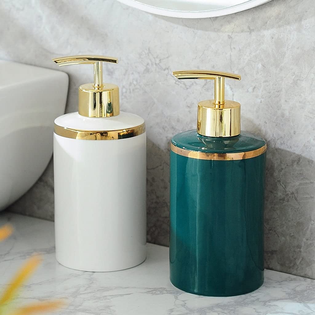 Dispermato di sapone da bagno in stile fattoria in ceramica bottiglie di distributore di liquido, sapone per mani in ceramica+distributore di sapone per cucina, distributore di sapone ricaricabile del