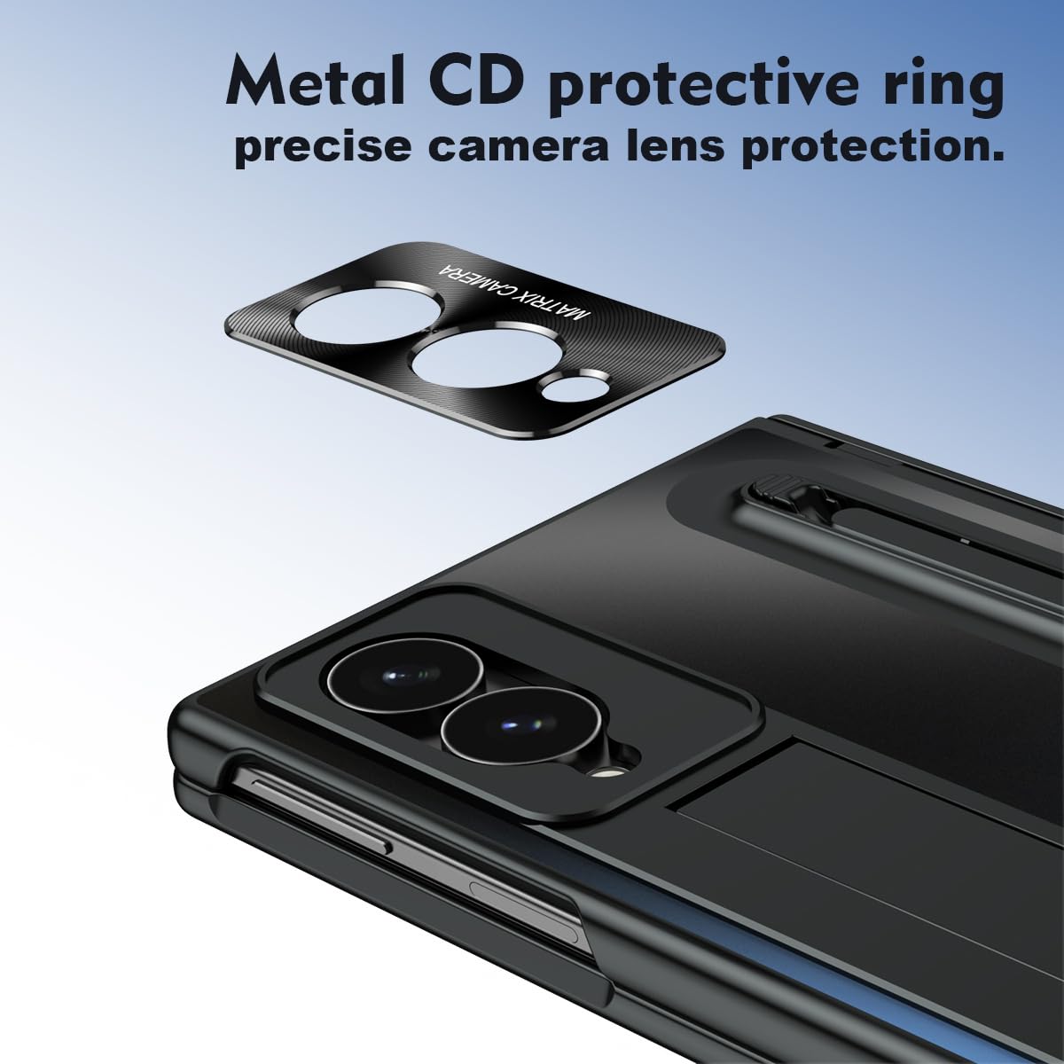 Custodia per Samsung Galaxy Z Fold 8 (Wide) con portapenne S e penna stilo, protezione per cerniera a tutto tondo, protezione per lo schermo, cavalletto sottile, placcatura lucida, custodia per