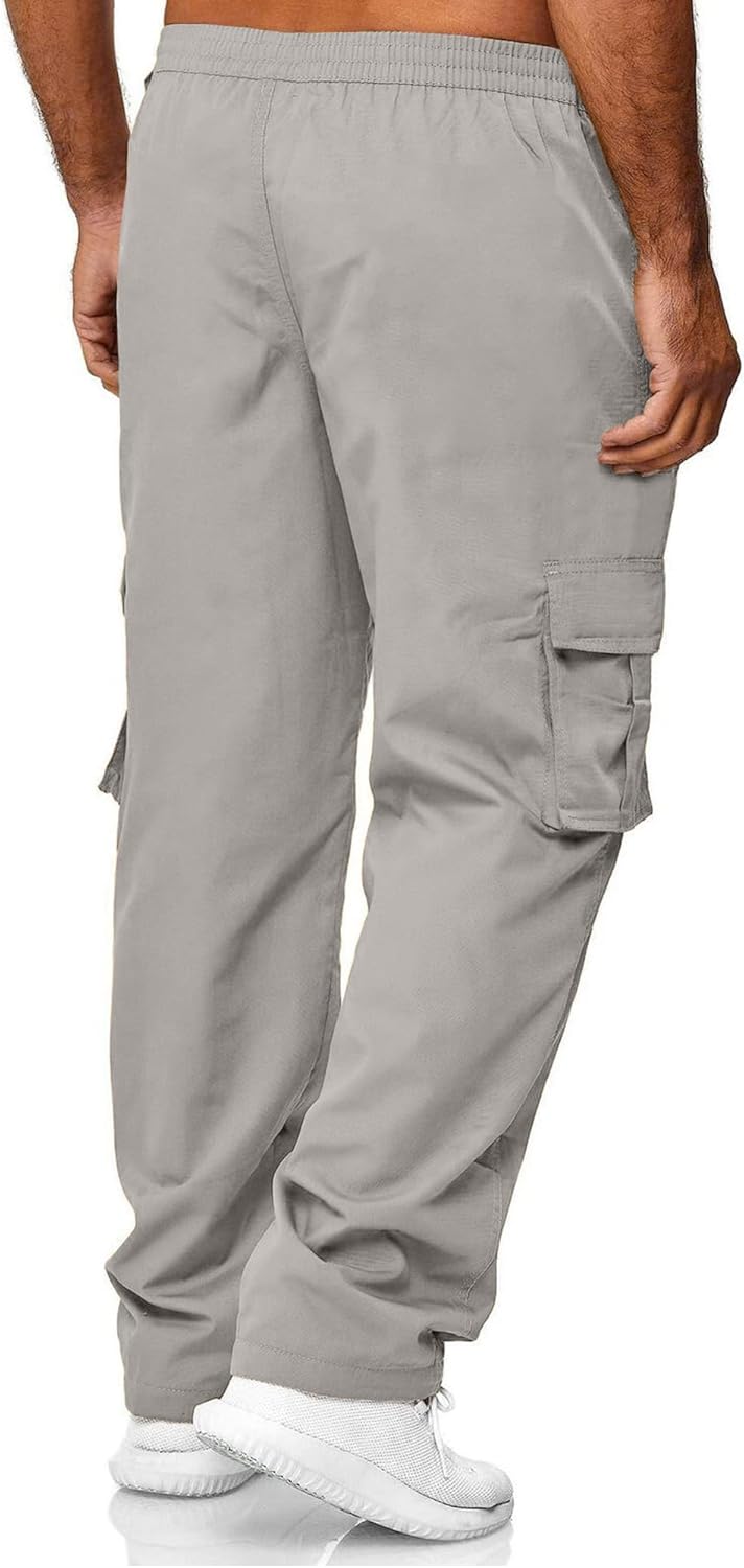 HOTake Men's Casual Cargo Sweatpants Waist Drawstring Joggers Hiking Tactical Pants for Men with Pockets - Image 2