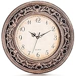 Silent Wall Clock, 13 Inch Vintage Large Wall Clock, Battery Operated Round Bathroom Clock, Non-Ticking Decorative Retro Analog Clock for Living Room, Office, Kitchen, School, Bedroom