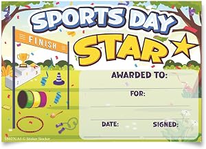 30 Sports Day Star certificates for school teachers, 250gsm A5 silk finish card