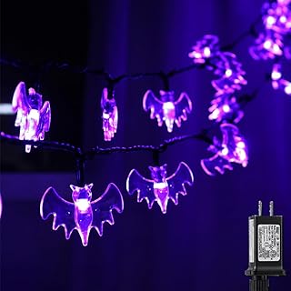 70 LED Bat String Lights - 22.6ft Purple Halloween String Light with Aut...