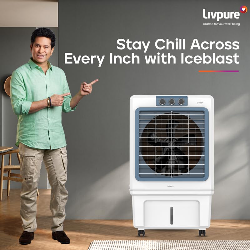 Image of Livpure Iceblast Desert Air Cooler- 90L | 18 inch Fan Blade | High Air Delivery | Ice Chamber | Anti-Bacterial Honeycomb Pad | 190 Watts Motor with Inverter Compatibility | 2 Years Warranty by Livpure