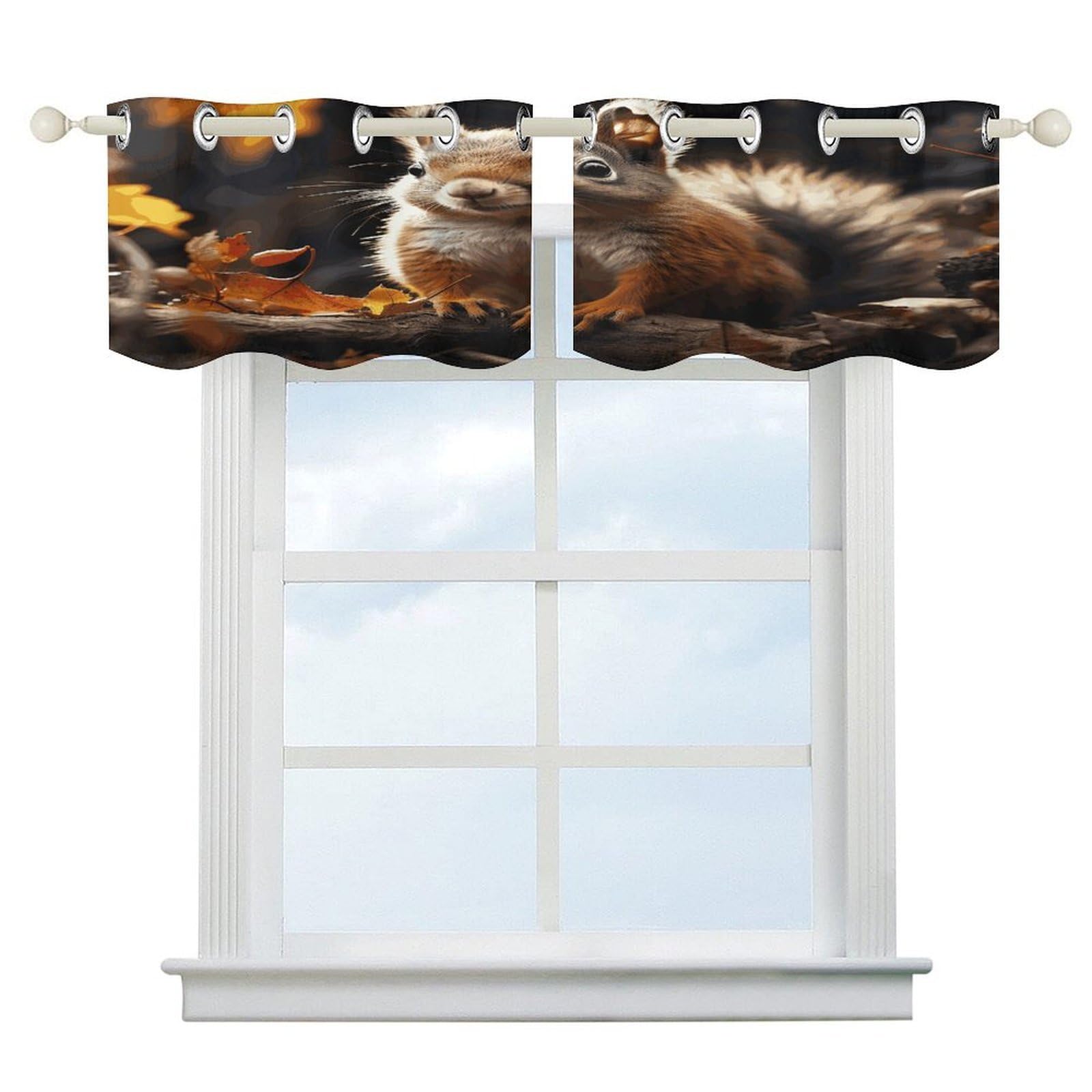 Cortinas opacas para ventanas de cocina y baño, solución corta con diseño de bosque