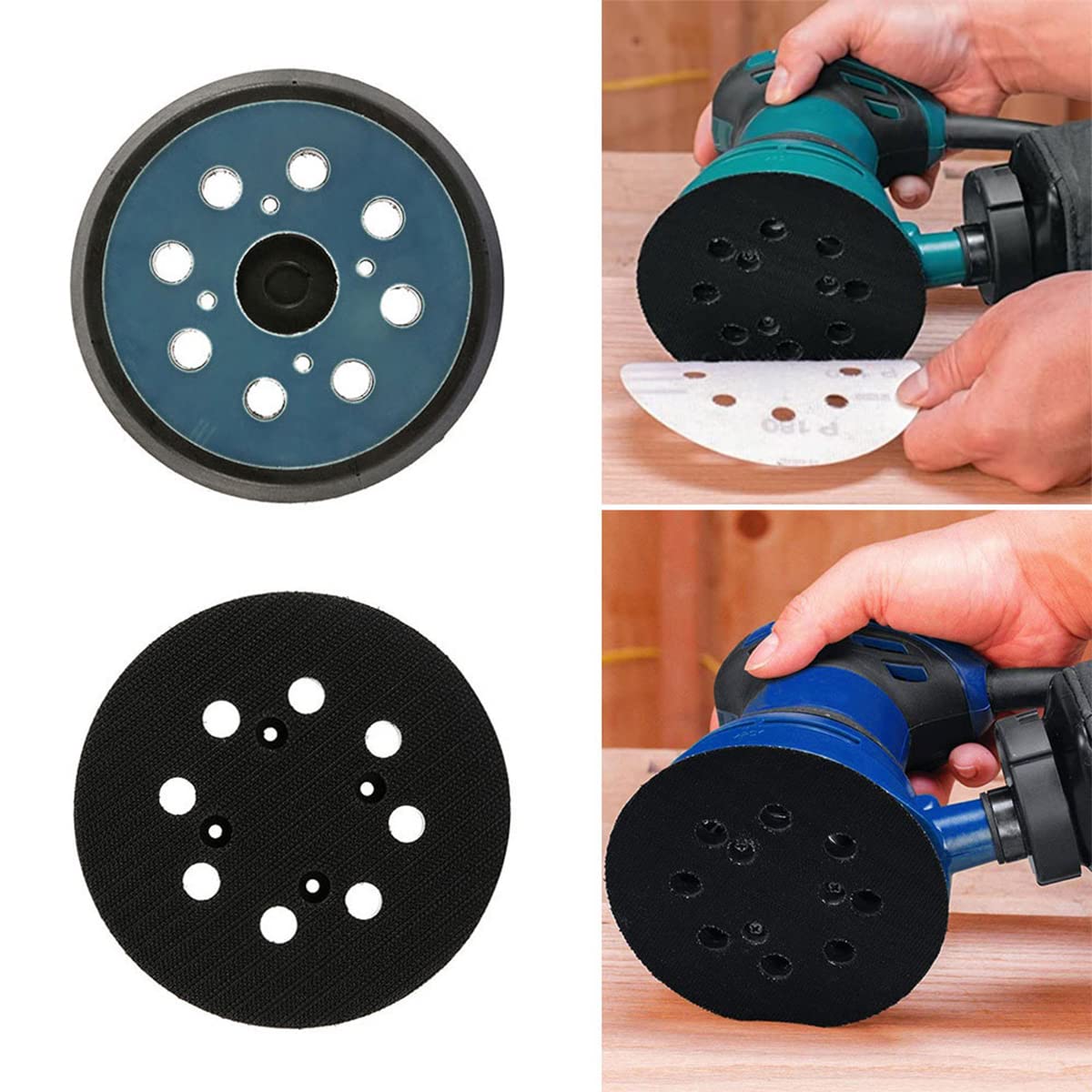 Tampone Di Levigatura Da 150 Mm Con 6 Fori Per Levigatrice Orbitale Casuale - Platorello Di Ricambio In PU, Facile Da Attaccare