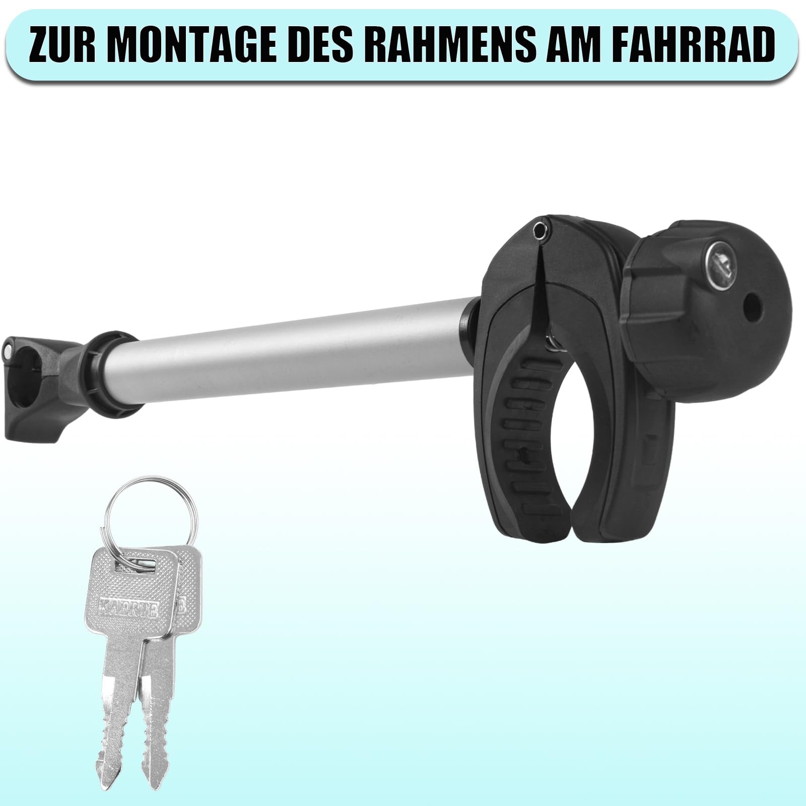 Warmfay Silber Rahmenhalter Lang 45 cm, Abschließbar Ahrradrahmenhalter, für U-Bügelrohr: Ø 2,5-3,0 cm, Universal Ersatzhalter Fahrradträger für Alle Gängigen Heckträger