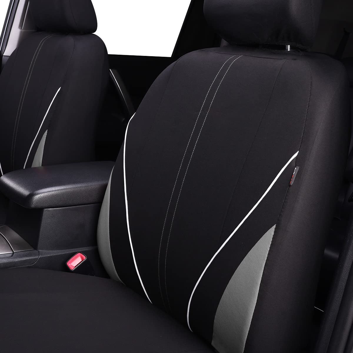 Flying Banner Juego Completo de Fundas universales de Malla Transpirable para Asiento de Coche, Protector Compatible con airbag (Negro y Gris)