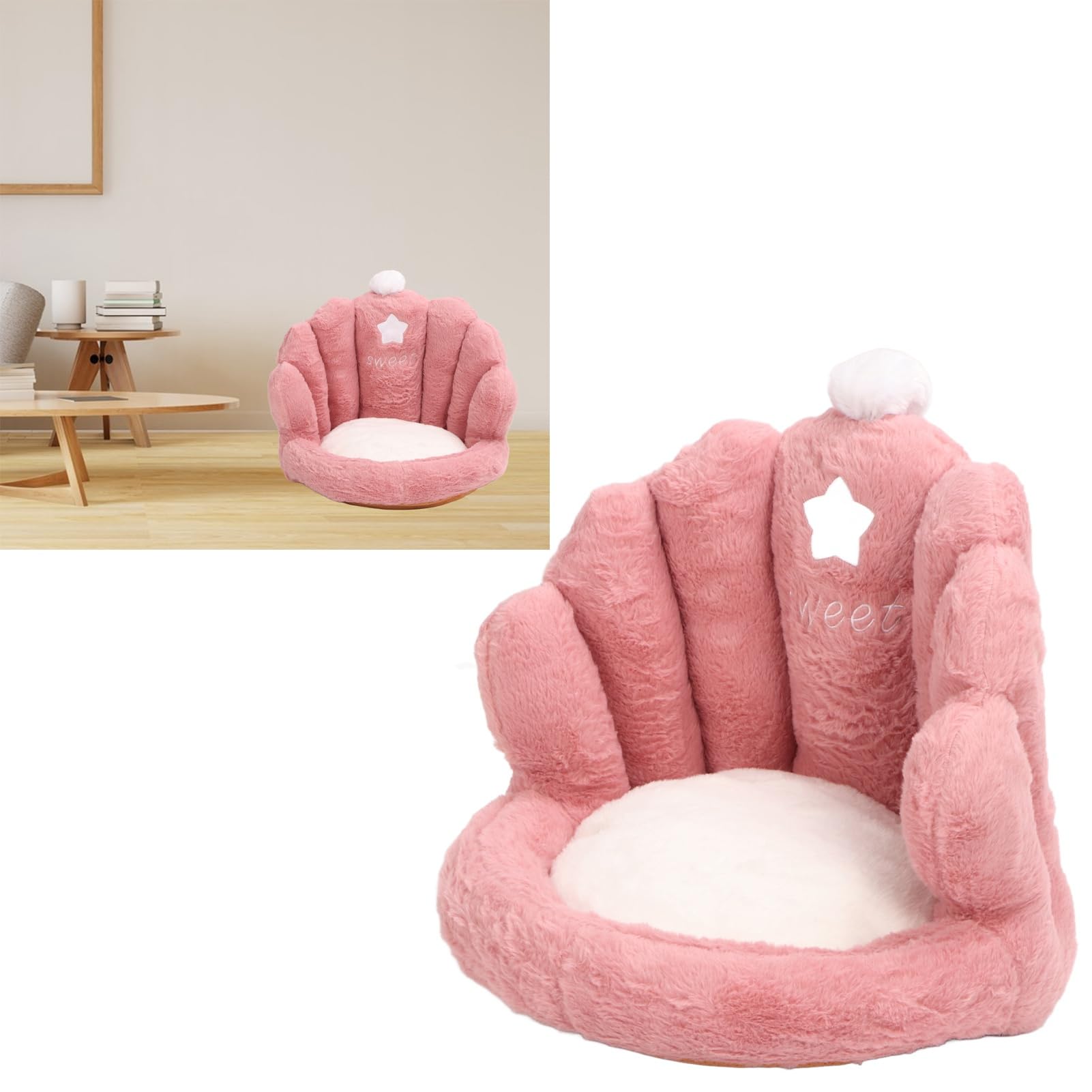 Cojín Lumbar para Asiento, cómodo y Engrosado, cojín para Silla, cojín para Respaldo para el hogar, para Oficina (Pink)