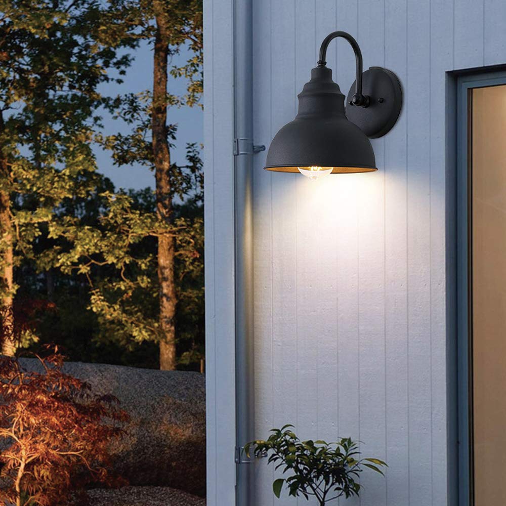 1-Light Retro Outdoor Wall Sconce Lantern Dusk To Dawn Wall Lamp Ip65 Waterproof Exterior Light Fixtures Wall Mount in Black Finish Balcony Aisle Garden Villa Exterior Wall Light/Sand Black