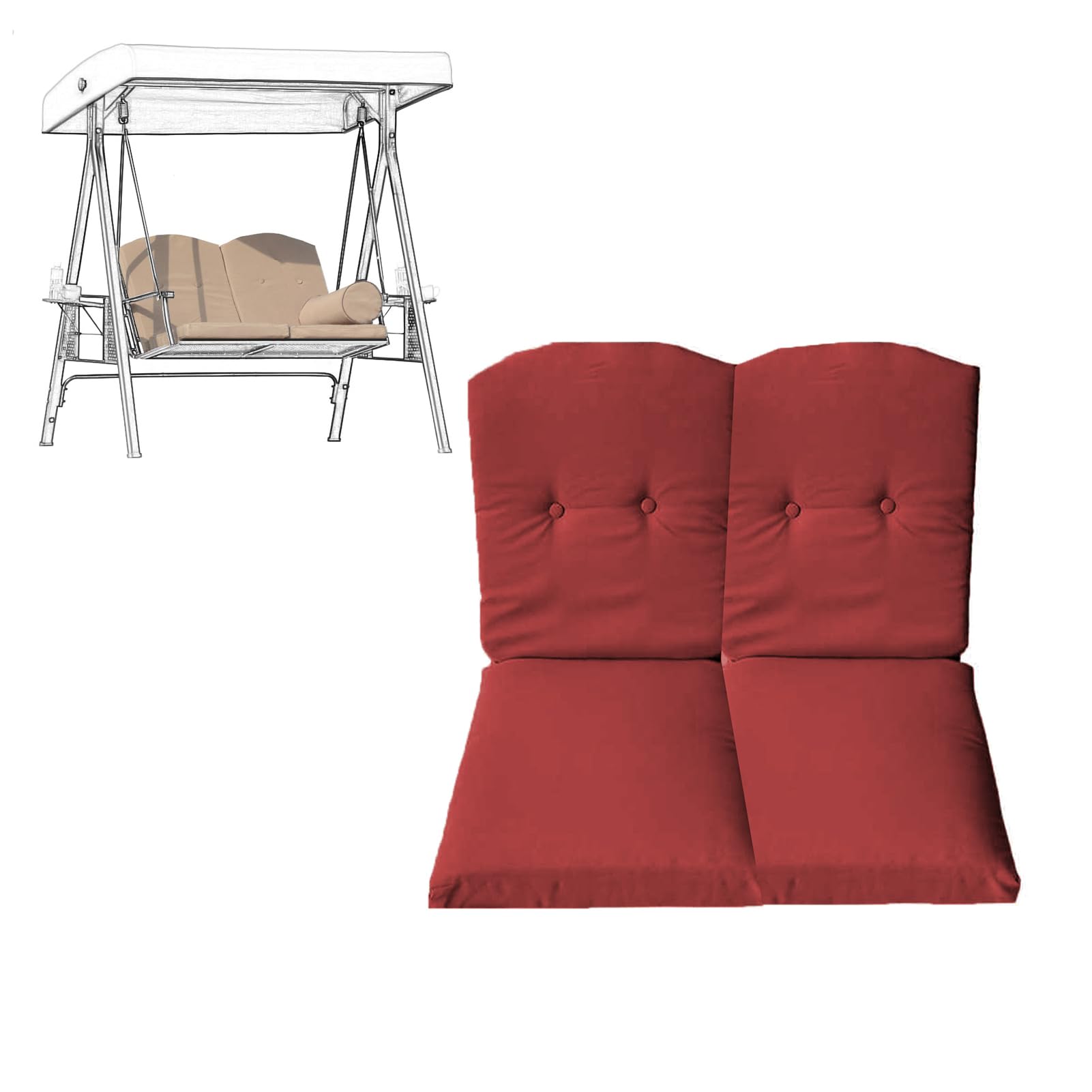 Coussins pour balancelle d'extérieur de rechange pour banc de terrasse rouge